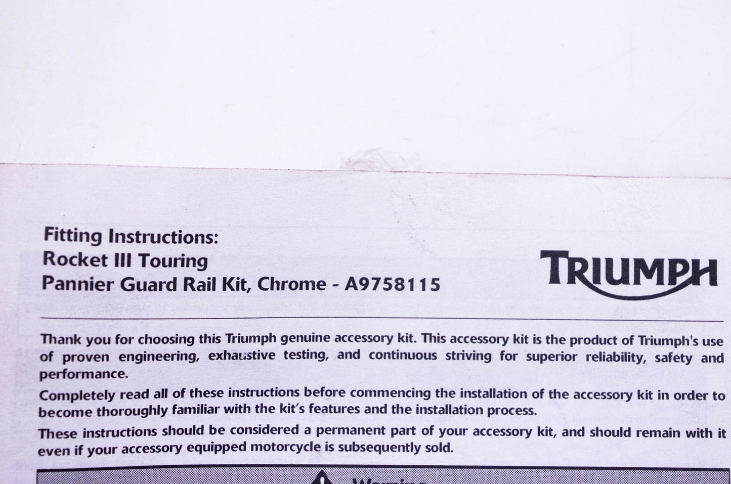New OEM Triumph A9758115 Pannier Guard Rail Hardware Kit NOS