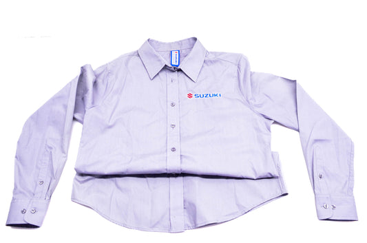 New OEM Suzuki Ladies Medium Grey Long Sleeve Button Up Shirt NOS