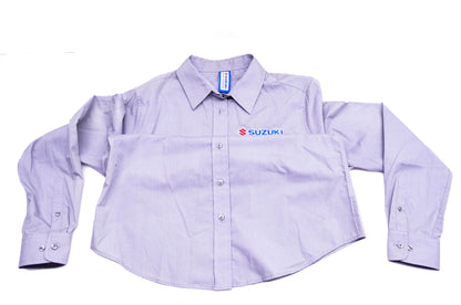 New OEM Suzuki Ladies Medium Grey Long Sleeve Button Up Shirt NOS