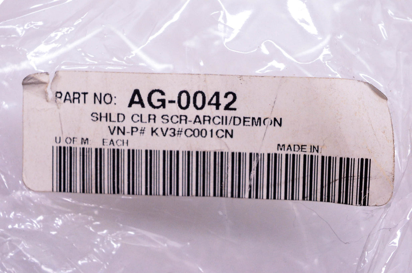 AGV AG-0042, KV3#C001CN Clear Scratch Resistant ARCII/Demon Helmet Visor NOS