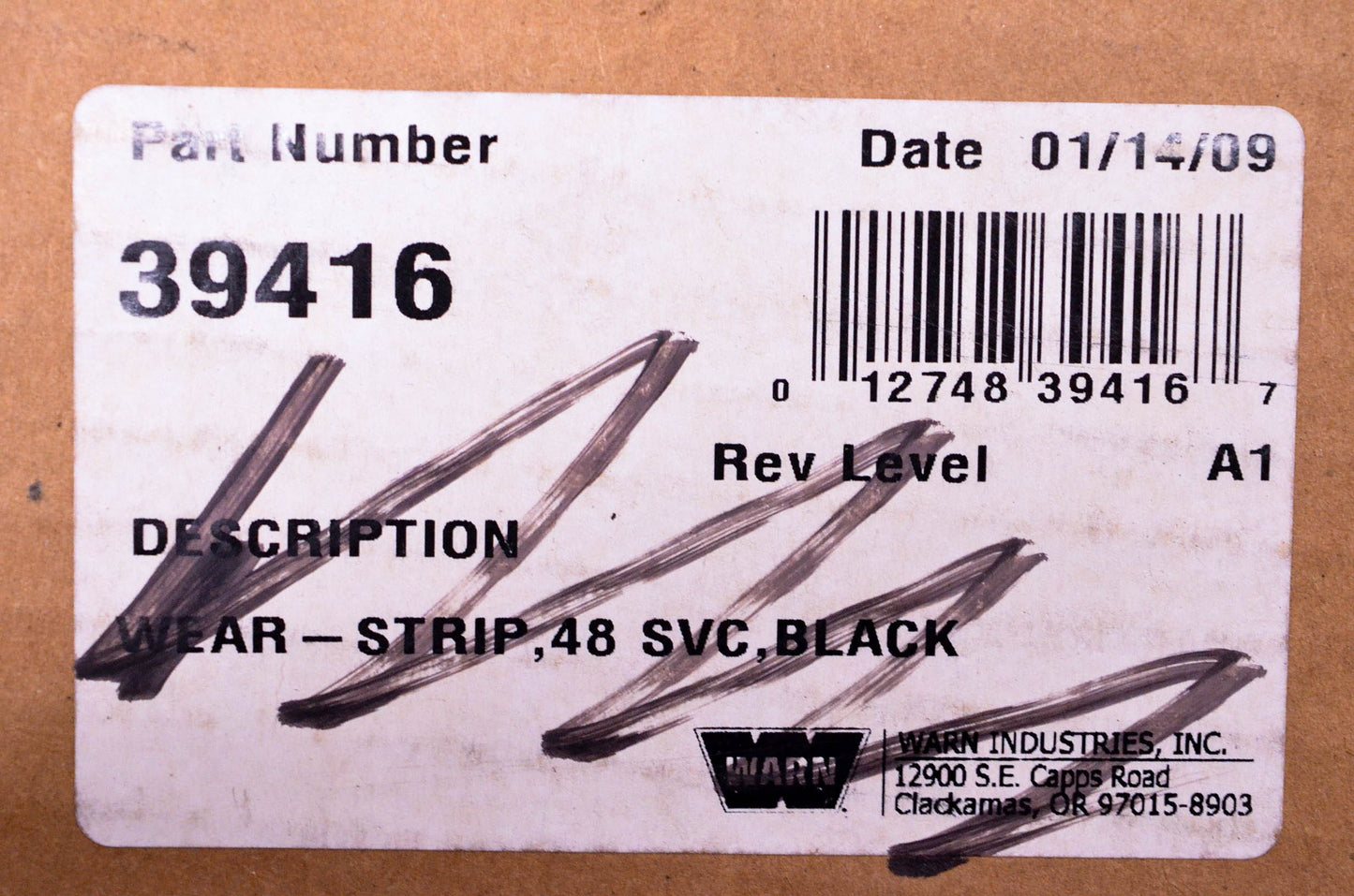 Warn 39416 48" Plow Wear Bar NOS