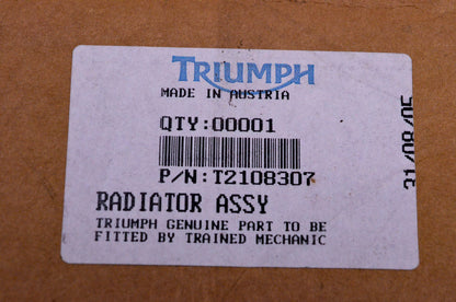 New OEM Triumph T2108307 Radiator Assembly NOS