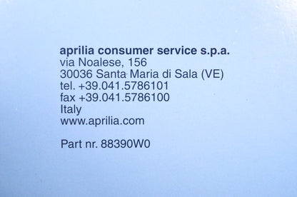 Aprilia 88390W0 RSV1000 390W 1998-99 Parts Catalogue