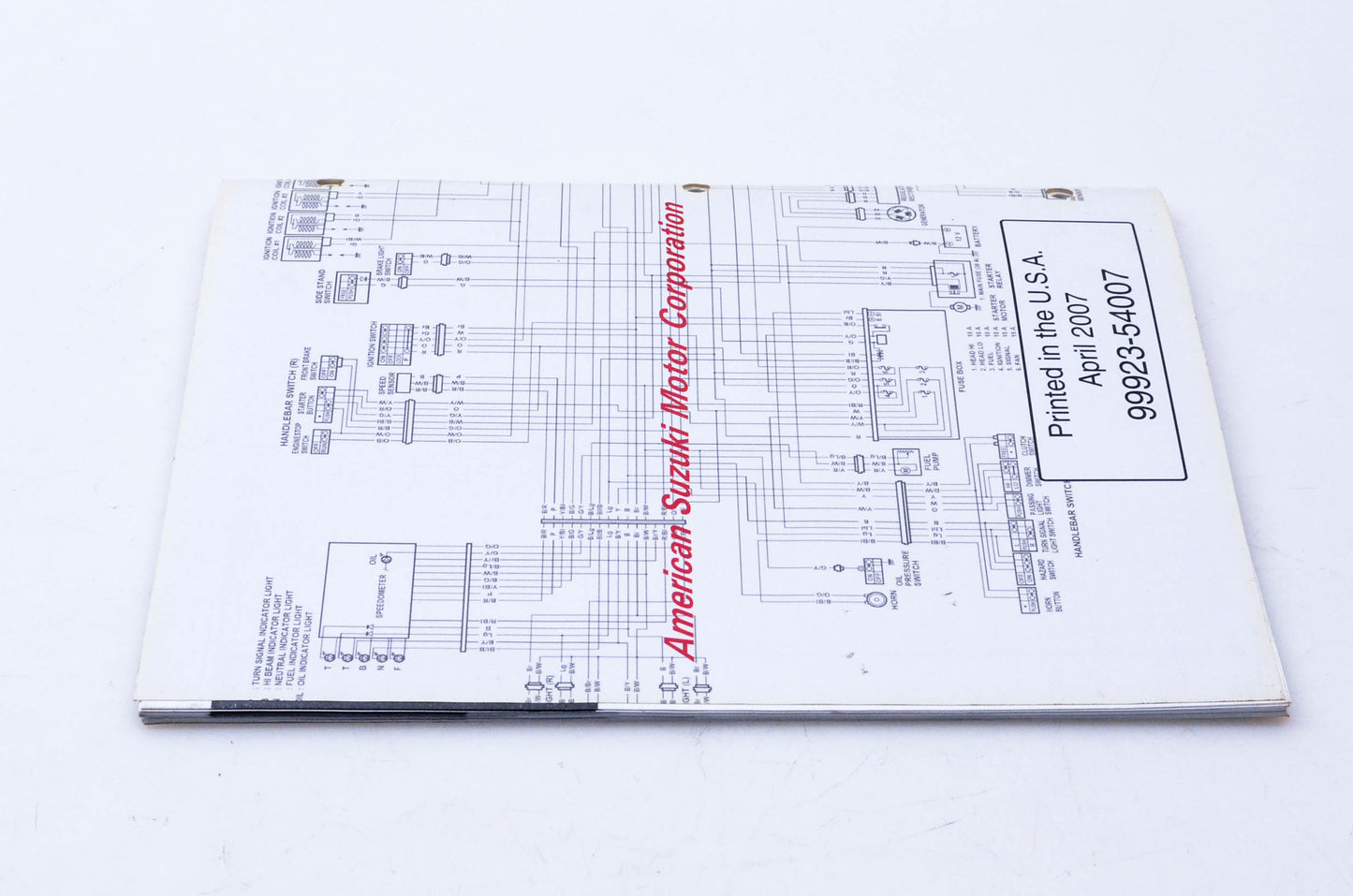 OEM Suzuki 99923-54007 2007 "K7" Wiring Diagram Manual