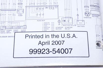 OEM Suzuki 99923-54007 2007 "K7" Wiring Diagram Manual