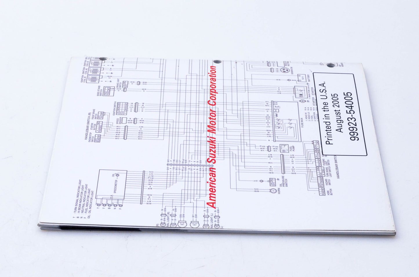 OEM Suzuki 99923-54005 2005 "K5" Wiring Diagram Manual