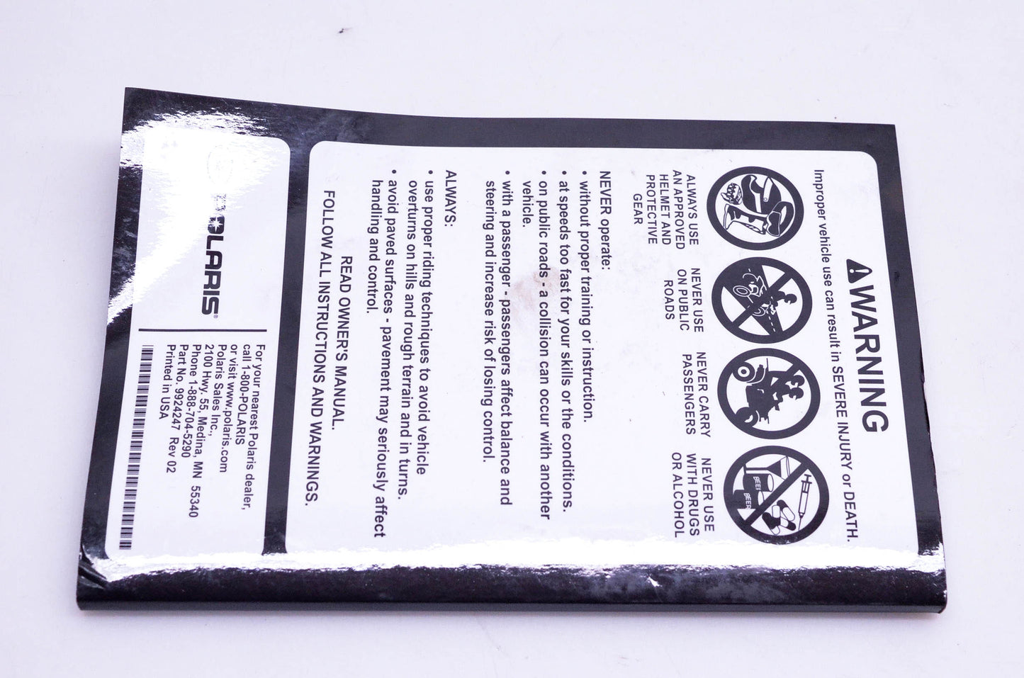 New OEM Polaris 9924247 Sportsman 400 H.O./ H.O. SE 2014 Owner's Manual Kit NOS