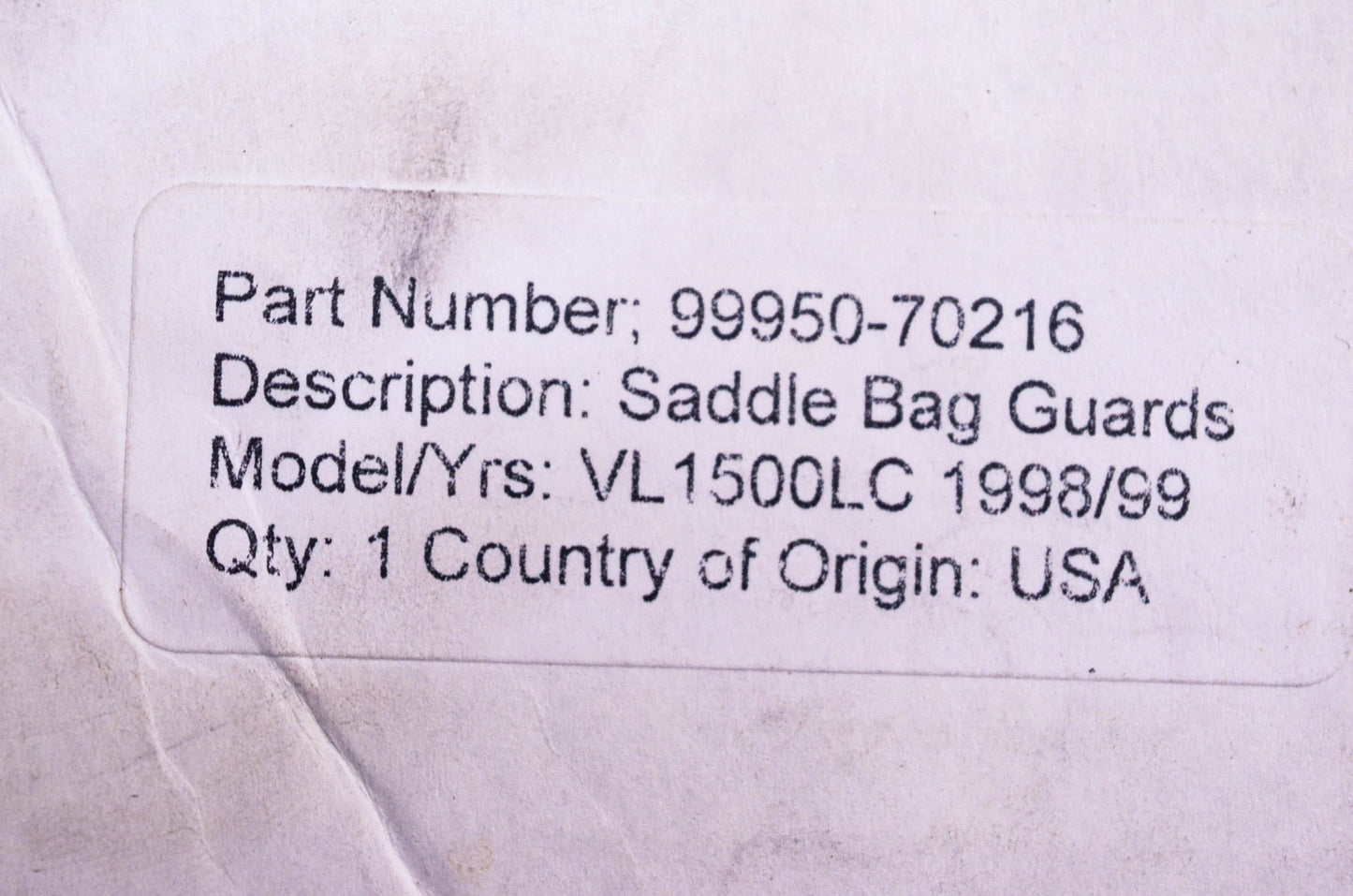 New OEM Suzuki 99950-70216 VL1500LC 1998-99 Saddle Bag Guard Kit NOS