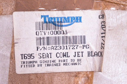 New OEM Triumph A2301727, 2301757 Jet Black T695 Seat Cowling NOS