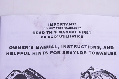 Sevylor 9912 Towable Owner's Manual w/ Patch Kit