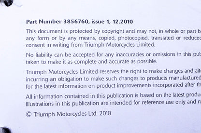 OEM Triumph 3856760 Tiger 800/800XC Motorcycle Service Manual