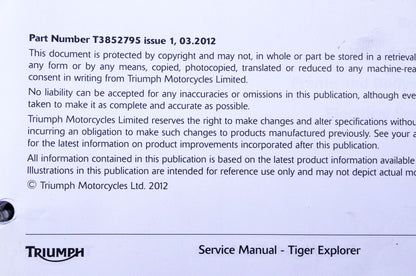 OEM Triumph T3852795 Tiger Explorer Service Manual