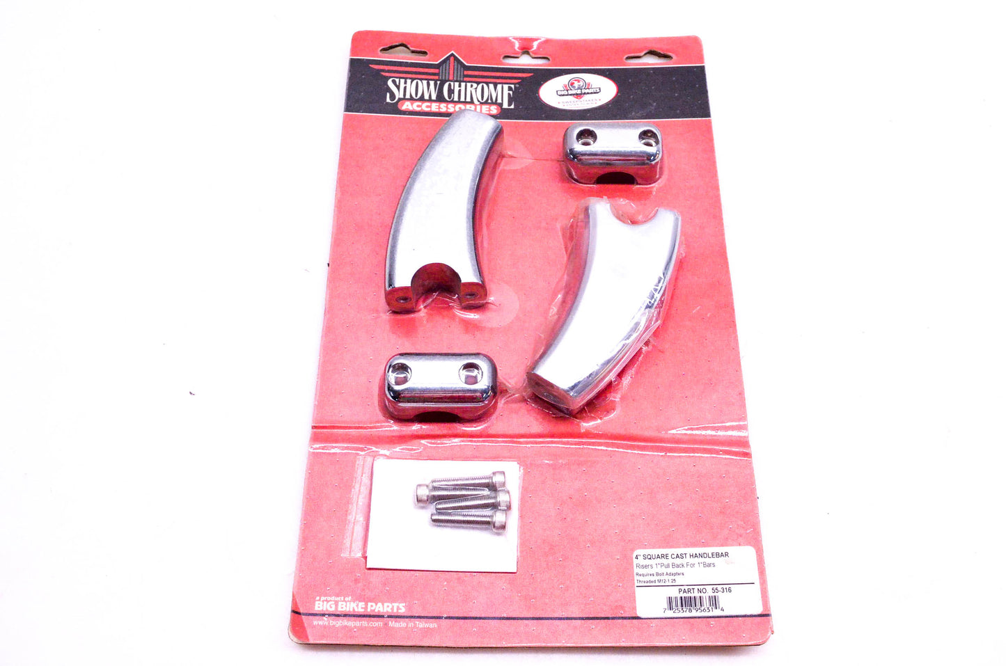 Show Chrome 55-316 Square 4" Cast Handlebar 1" Riser Kit NOS