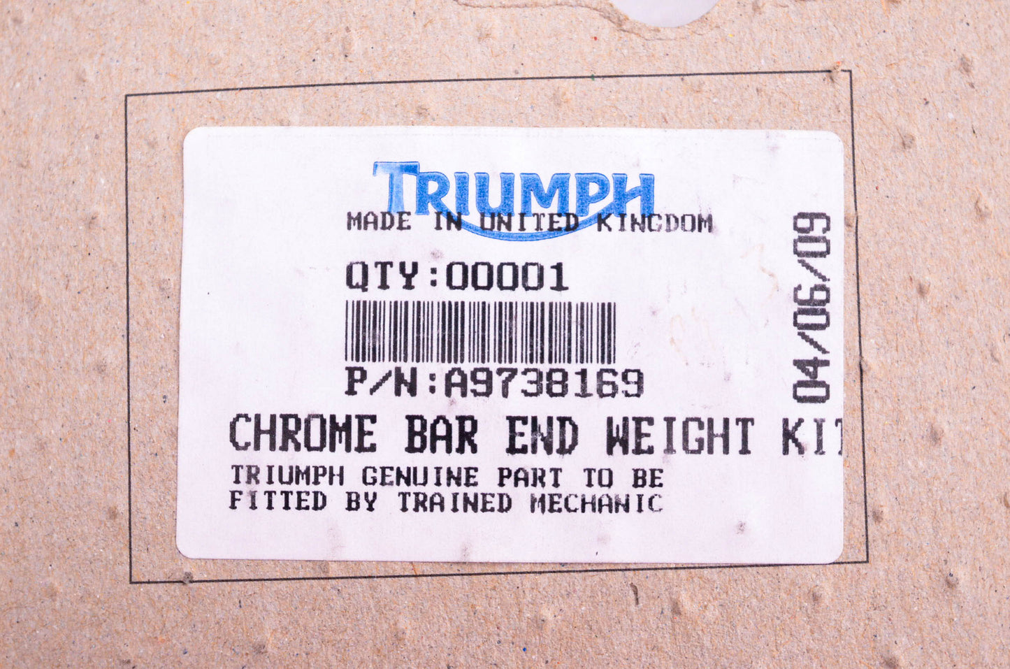 New OEM Triumph A9738169 Chrome Bar End Weight Kit NOS