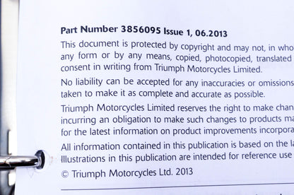 OEM Triumph 3856095 America(LT) Speedmaster Service Manual