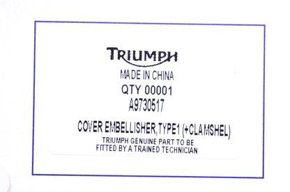New OEM Triumph A9730517 Clamshell Type 1 Cover Embellisher NOS