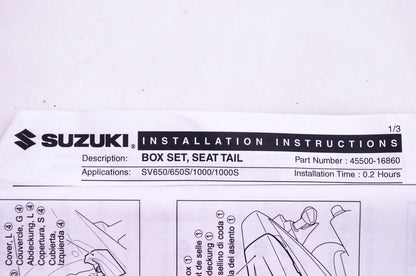 New OEM Suzuki 45500-16860 Blue Rear Seat Tail Hardware Mount Kit NOS