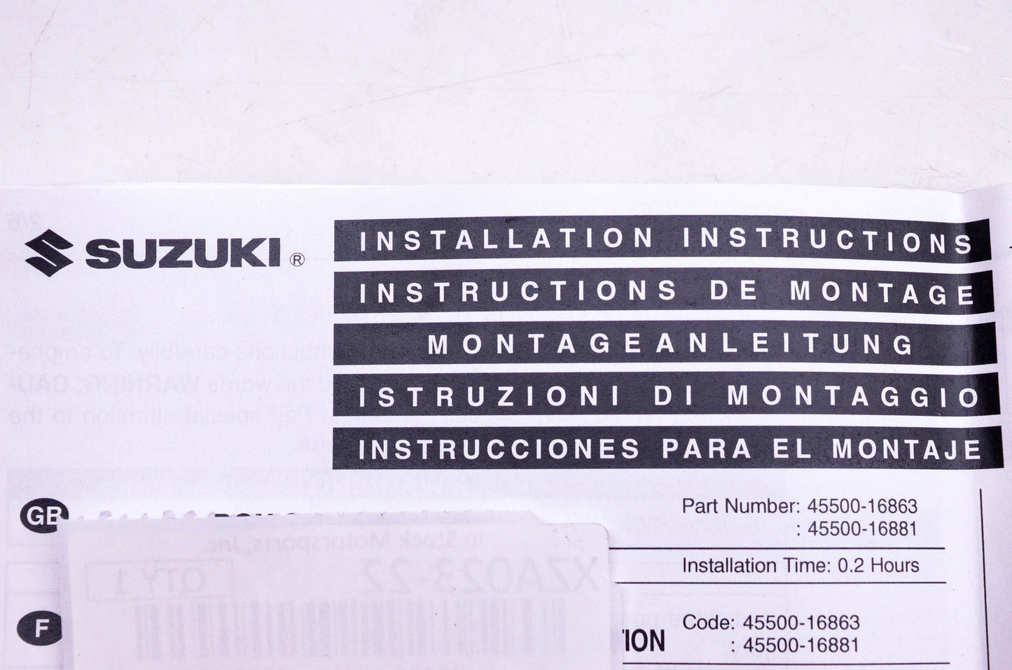 New OEM Suzuki 45500-16863, 45500-16881 Orange Rear Seat Tail Mount Kit NOS