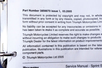 OEM Triumph 3856070 Sprint ST(ABS) Motorcycle Service Manual