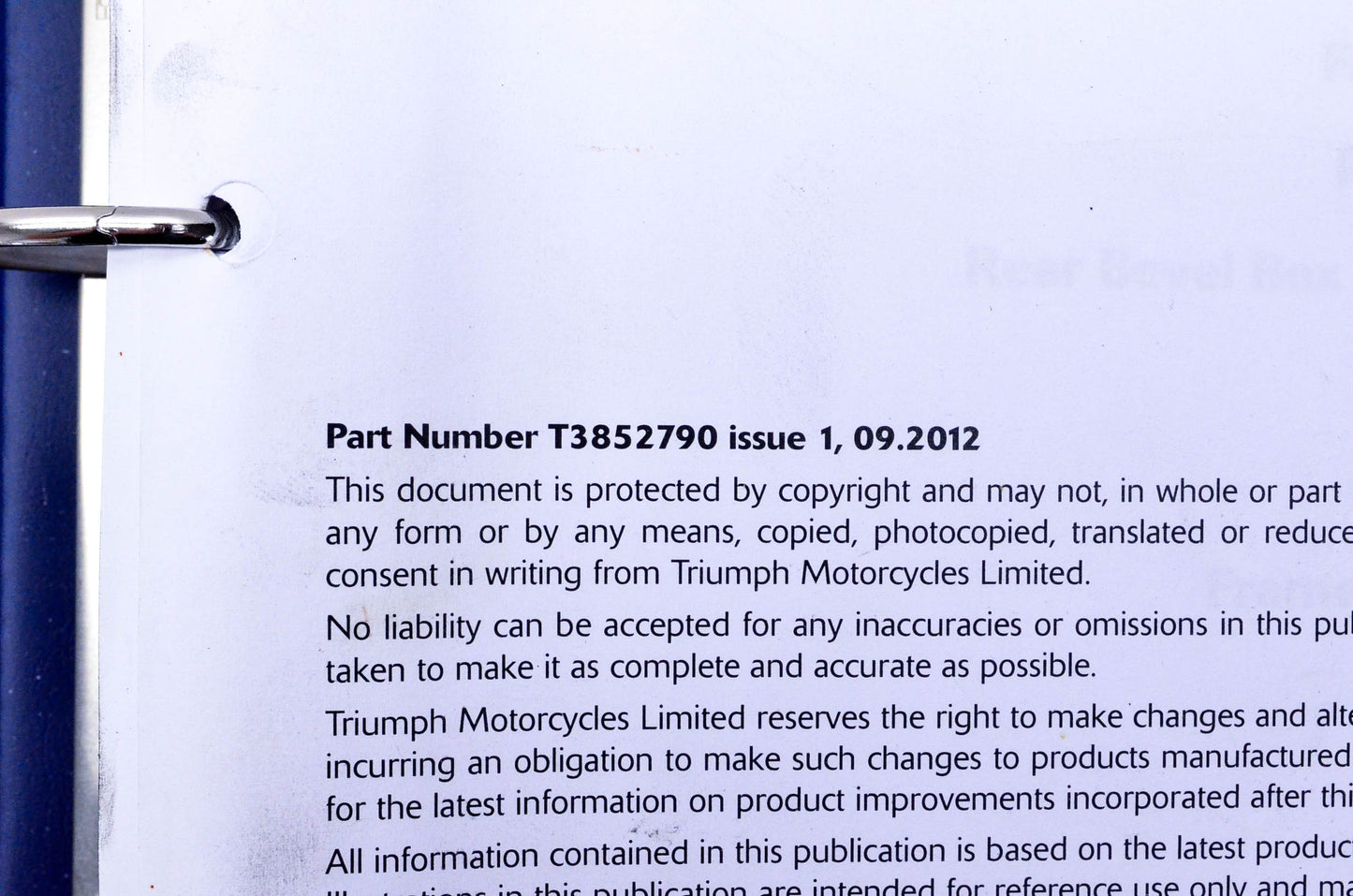 OEM Triumph T3852790 Trophy & Trophy SE Service Manual