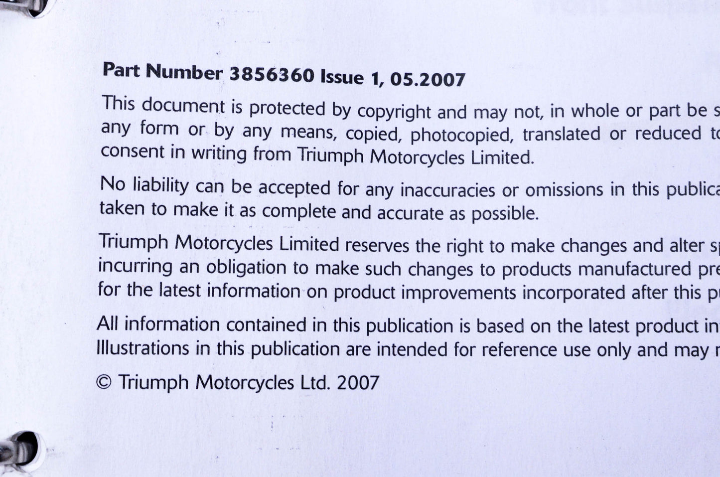 OEM Triumph 3856360 America & Speedmaster Motorcycle Service Manual