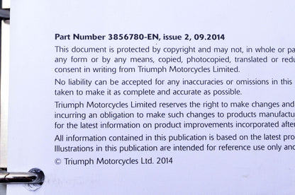 OEM Triumph 3856780-EN Tiger 800cc All Models Service Manual