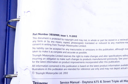 OEM Triumph 3856909 Daytona 675(R) Street Triple(R) Service Manual
