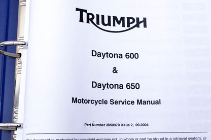 OEM Triumph 3850970 Daytona 600 & 650 Motorcycle Service Manual