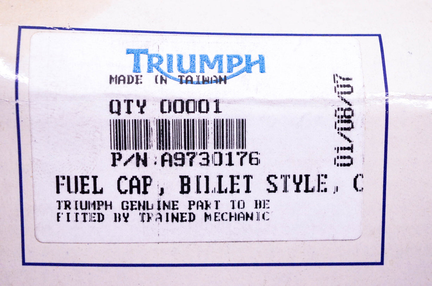New OEM Triumph A9730176 Chrome Billet Style Fuel Cap NOS