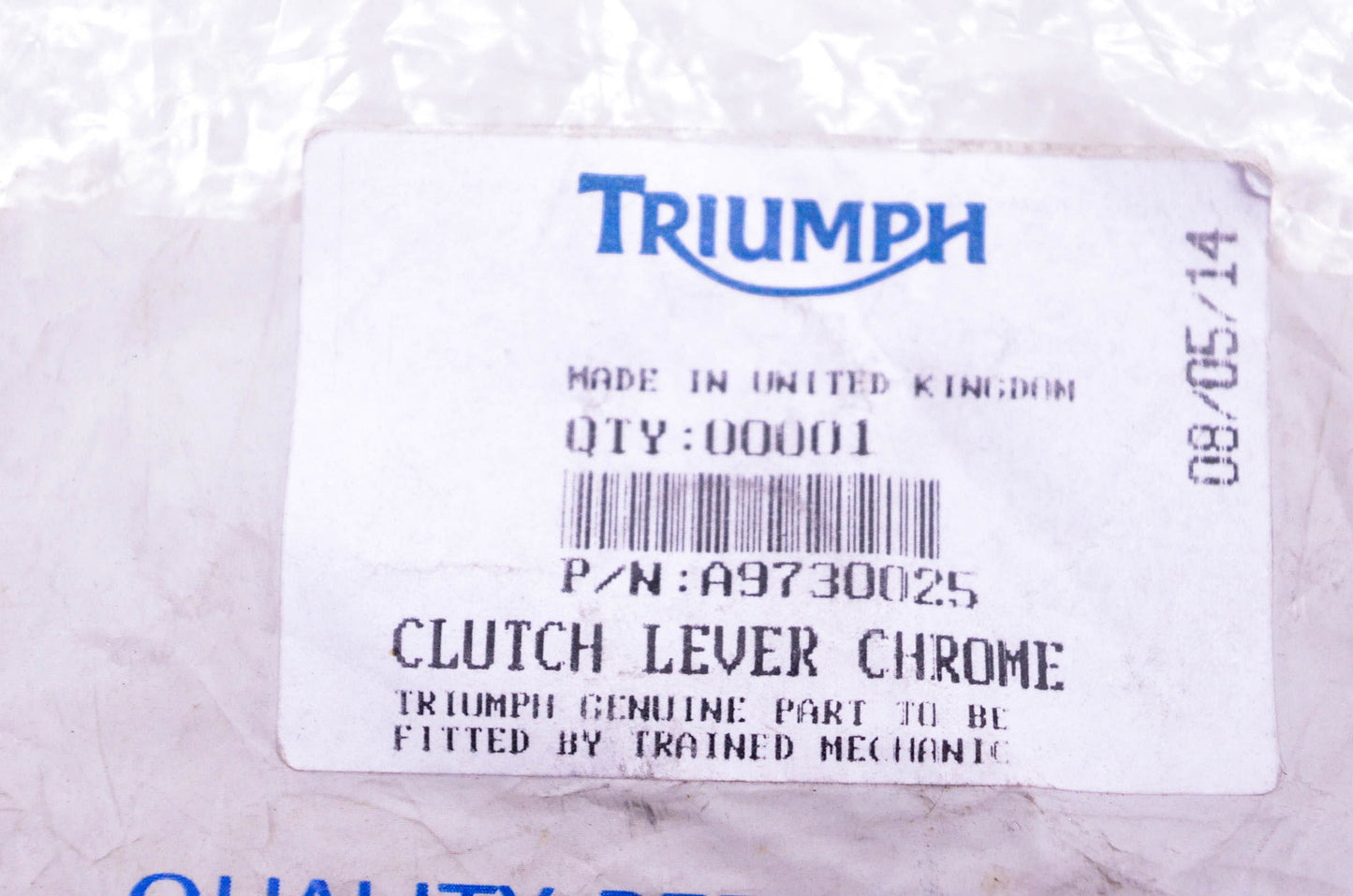 New OEM Triumph A9730025 Chrome Clutch Lever NOS