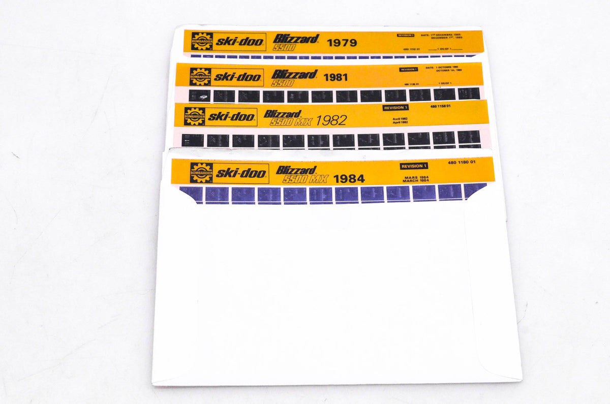 SkiDoo 480118001, 4870115801, 480111001 Lot of 4 Microfiche Blizzard 5500 MX 1979 1981 1982 1984