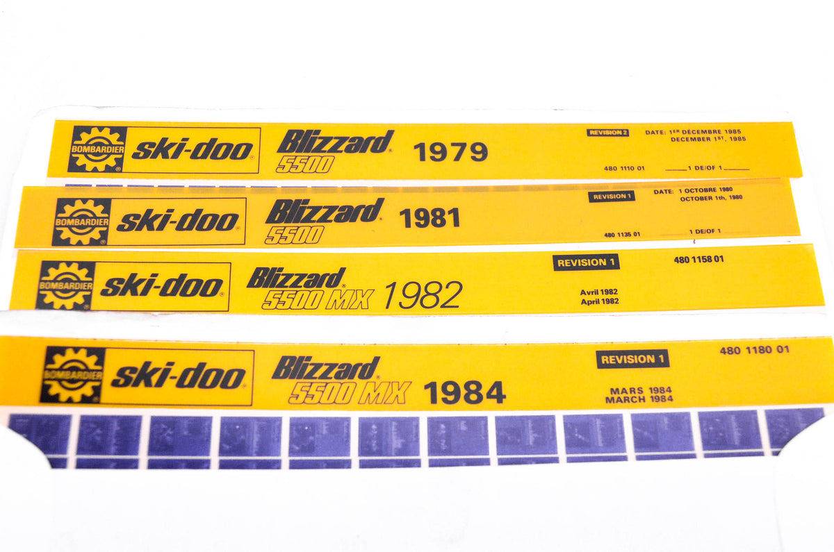 SkiDoo 480118001, 4870115801, 480111001 Lot of 4 Microfiche Blizzard 5500 MX 1979 1981 1982 1984