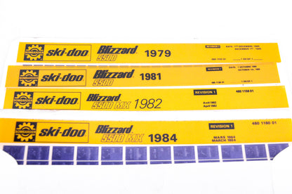 SkiDoo 480118001, 4870115801, 480111001 Lot of 4 Microfiche Blizzard 5500 MX 1979 1981 1982 1984