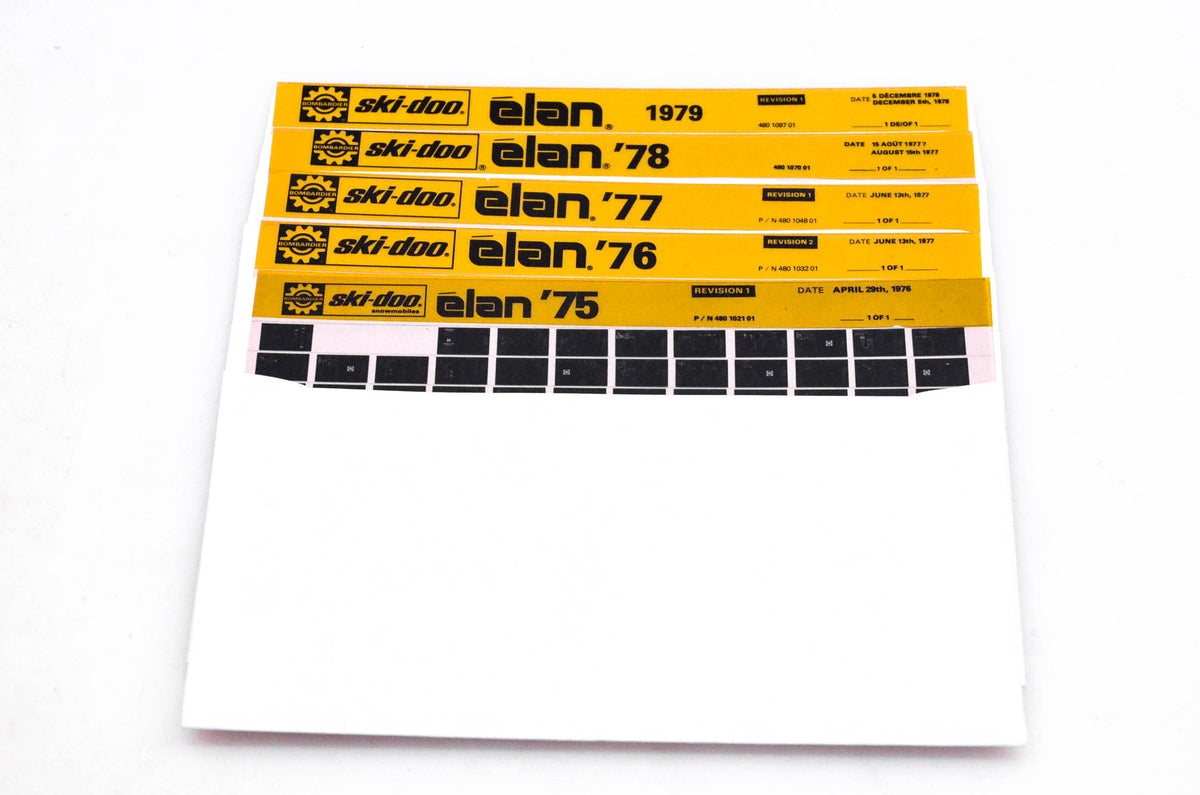 SkiDoo 480109701, 480107001, 480102101 Lot of 5 Microfiches Elan 1975-1979