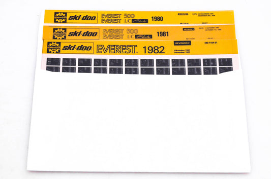 SkiDoo 480112301, 480113301, 480115401 Lot of 3 Microfiches Everest 500 L/C Elite 1980-1982