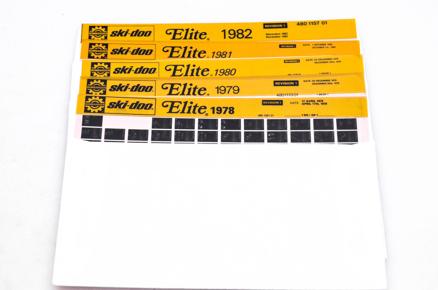 SkiDoo 480109101, 480111301, 480115701 Lot of 5 Microfiches Elite 1978-1982