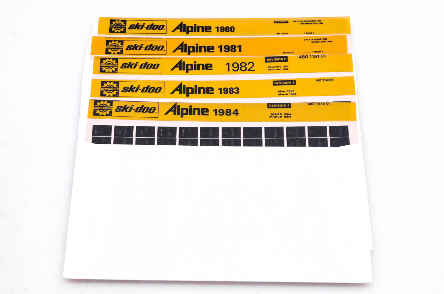 SkiDoo 480111801, 480113201, 480117801 Lot of 5 Microfiches Alpine 1980-1984
