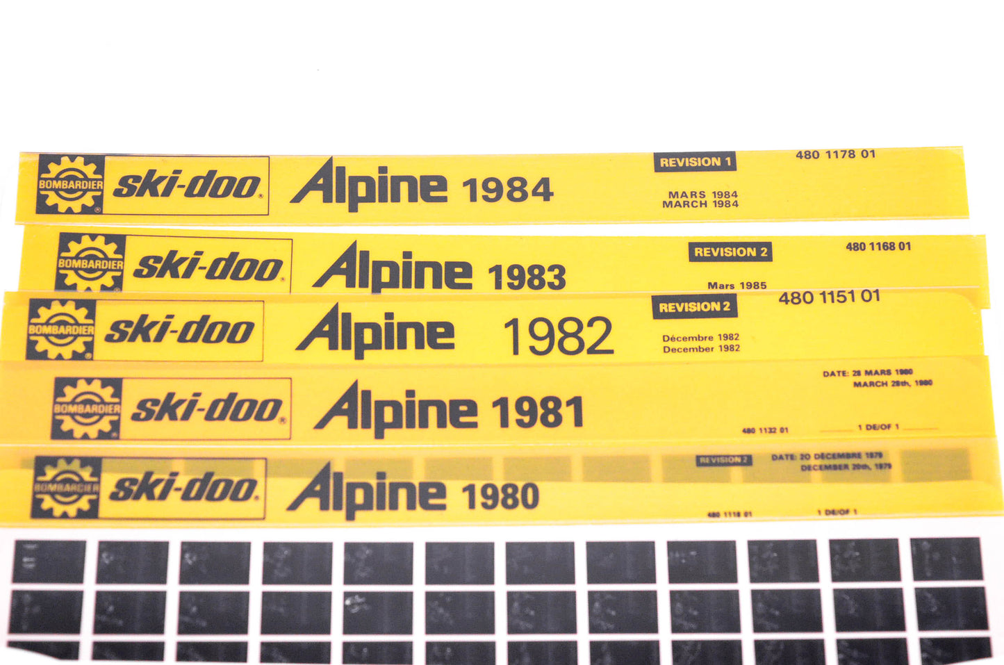 SkiDoo 480111801, 480113201, 480117801 Lot of 5 Microfiches Alpine 1980-1984