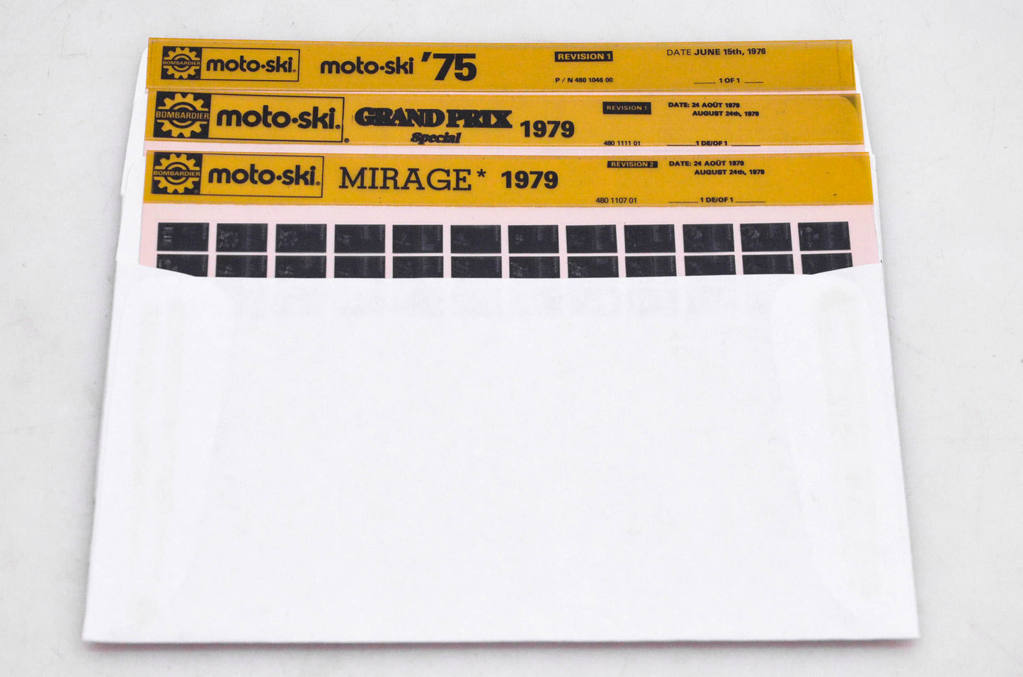 Bombardier 480111101, 480110701, 480104600 Lot of 3 Microfiches Grand Prix Special 1979 Mirage 1979 MotoSki 1975