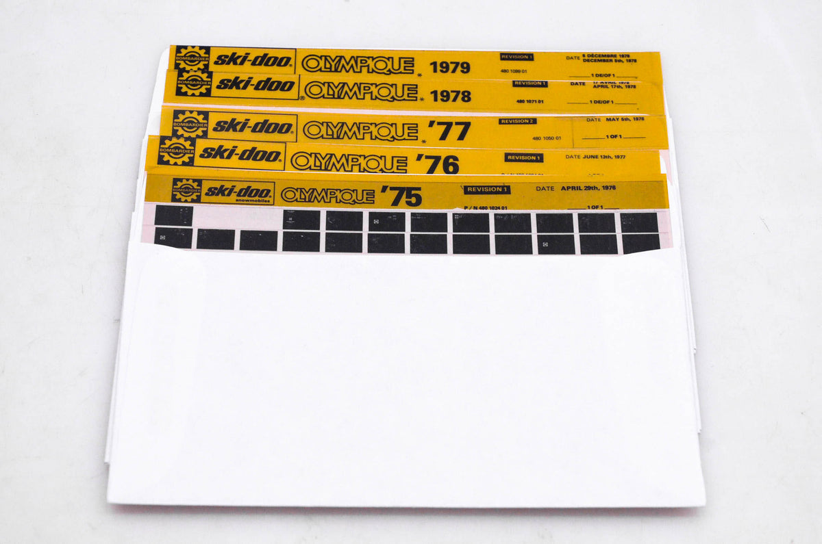 SkiDoo 480102401, 480103401, 480109901 Lot of 5 Microfiches Olympique 1975-1979