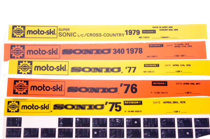 SkiDoo 480102801, 480104101 Microfiches 1975-77 Sonic 340 1978 Super L/C Cross Country 1979