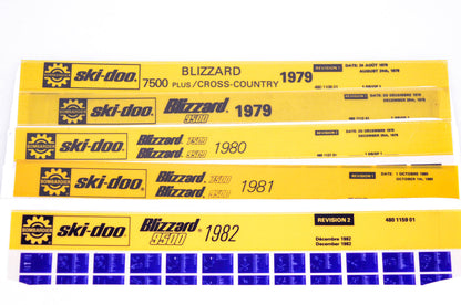 SkiDoo 480115901, 480113401, 480110801 Lot of 5 Microfiches Blizzard 7500 1979-1981 Blizzard 9500 1979-1982