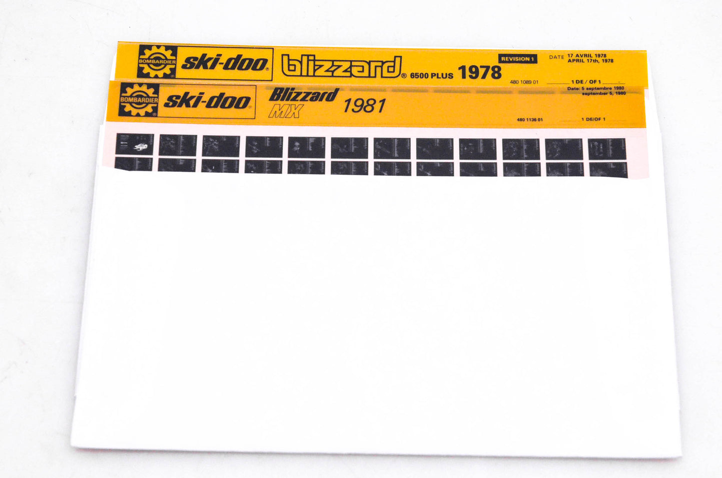 SkiDoo 480108901, 480113601 Lot of 2 Microfiches Blizzard 6500 Plus 1978 Blizzard MX 1981