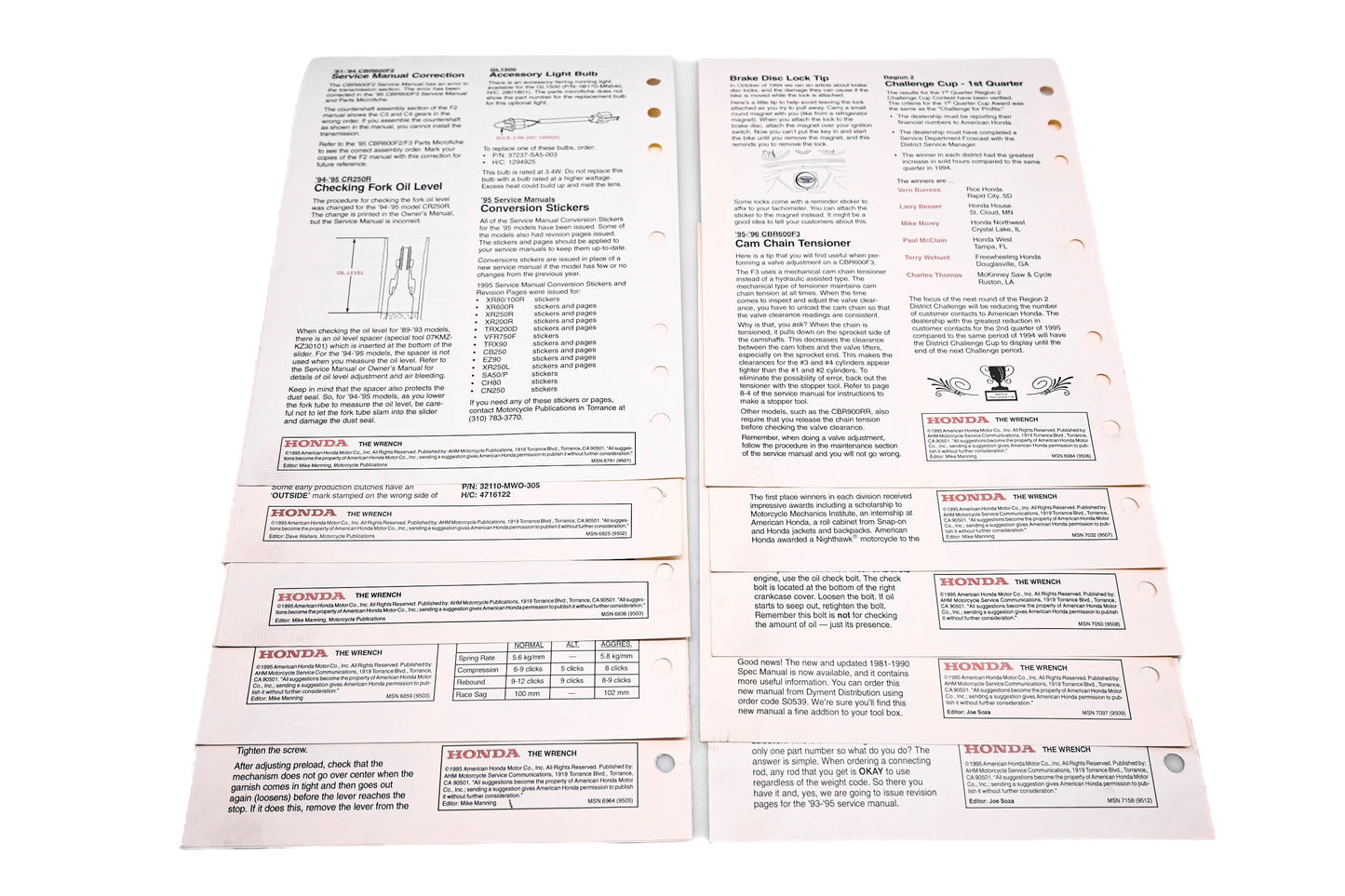 OEM Honda The Wrench Service Technician 1995 Issues