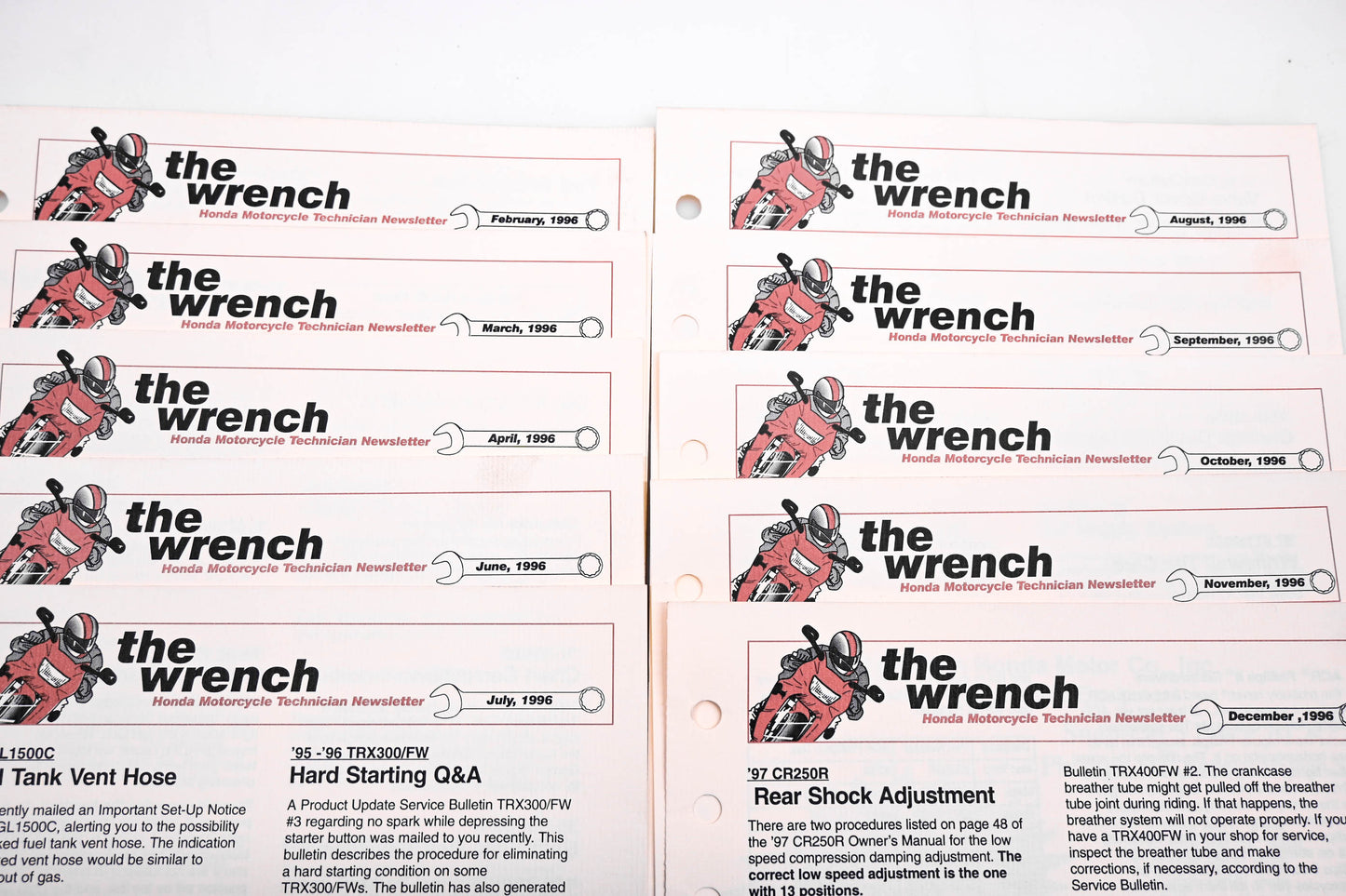 OEM Honda The Wrench Service Technician 1996 Issues