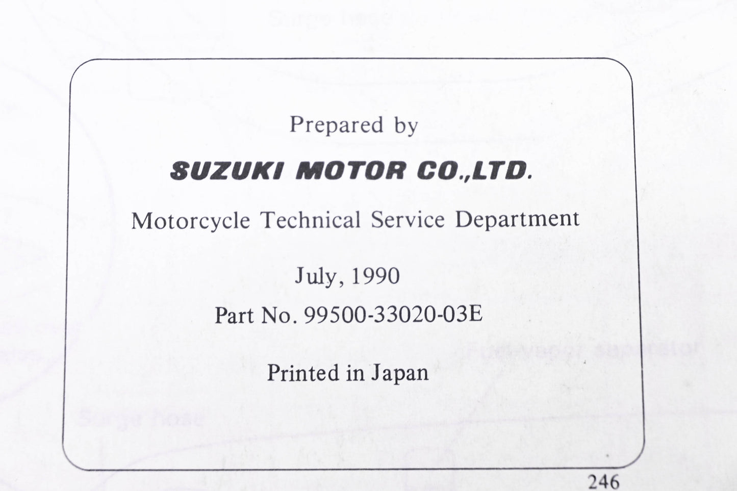 OEM Suzuki 99500-33020-03E GSF400 Bandit 1990 Service Manual