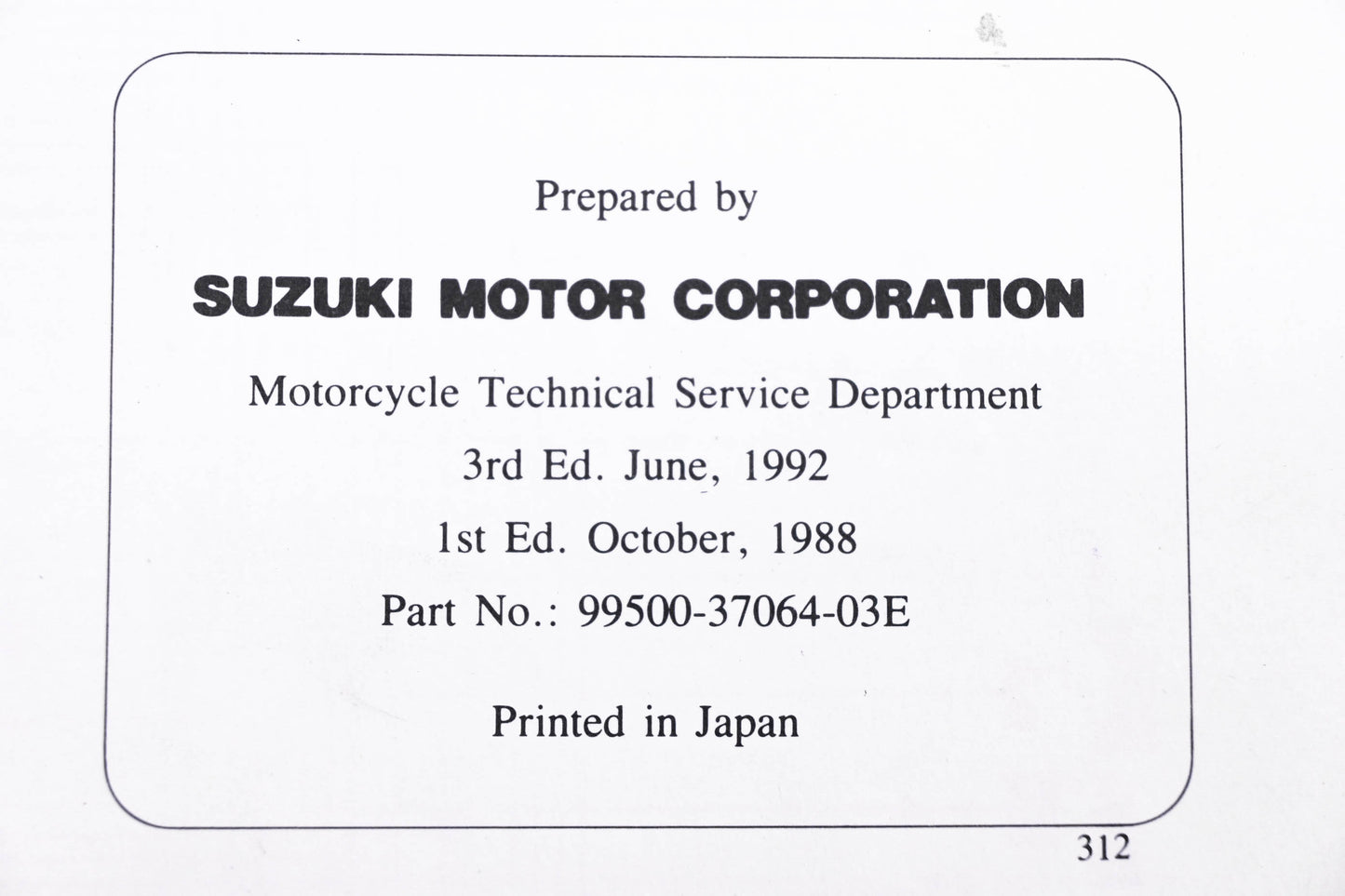 OEM Suzuki 99500-37064-03E GSX750F 1990 Service Manual