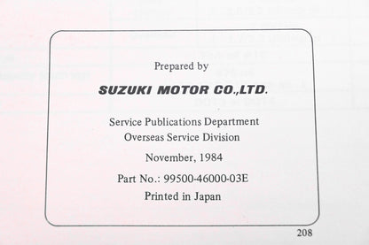 OEM Suzuki 99500-46000-03E SP600 1984 Service Manual