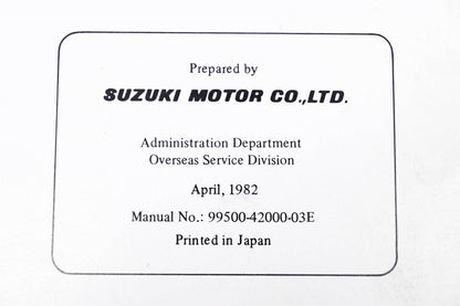 OEM Suzuki 99500-42000-03E DR250 1982 Service Manual