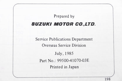 OEM Suzuki 99500-41070-03E SP200 1985 Service Manual